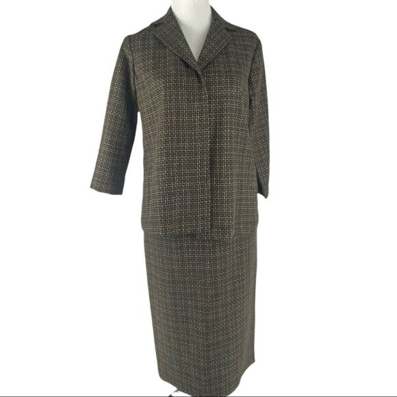 Yansi Fugel‎ Women's NWT Black Tattersall Designer Blazer Skirt Suit S-C38/2-W28 - Picture 4 of 10